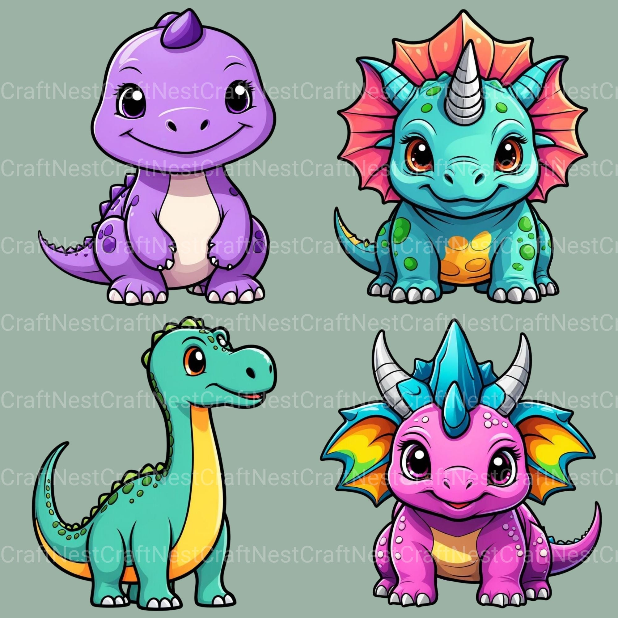 Dinosaurs Clipart Bundle 3 - CraftNest - Digital Crafting and Art