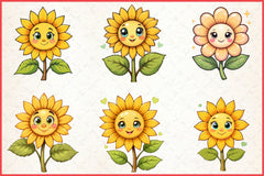 Cute Sunflower Clipart Bundle - CraftNest - Digital Crafting and Art