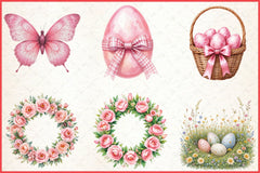 Vintage Dusty Rose Easter Clipart Bundle - CraftNest - Digital Crafting and Art