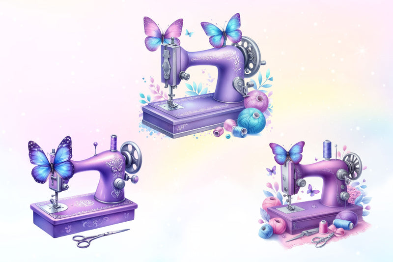 Pastel Sewing Machine Butterfly Clipart Bundle 2 - CraftNest - Digital Crafting and Art