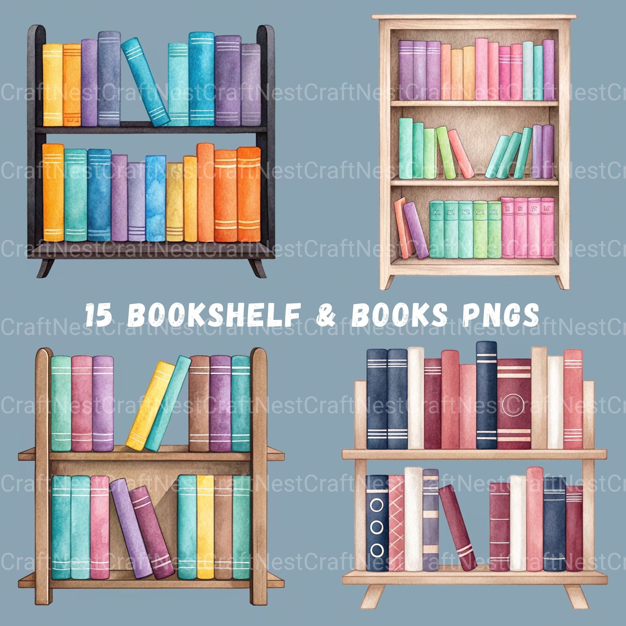 Minimalist Bookshelves Clipart Bundle - CraftNest - Digital Crafting and Art