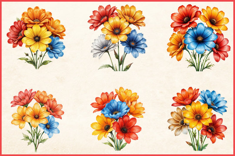 Wildflower Bouquet Clipart Bundle - CraftNest - Digital Crafting and Art