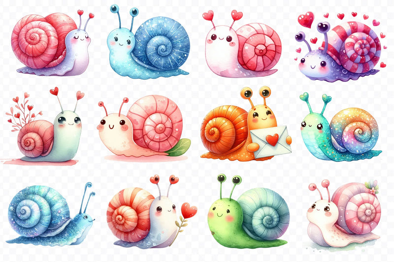 Cute Snails Clipart Bundle - CraftNest - Digital Crafting and Art