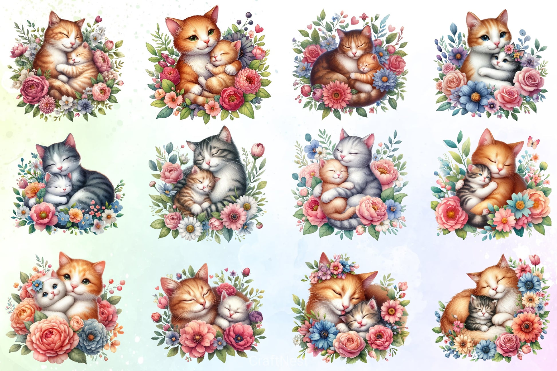 Mother's Day Cat Clipart Bundle - CraftNest - Digital Crafting and Art