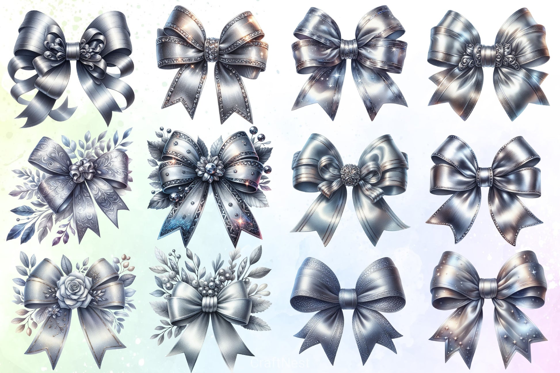 Bow & Silver Clipart Bundle - CraftNest - Digital Crafting and Art