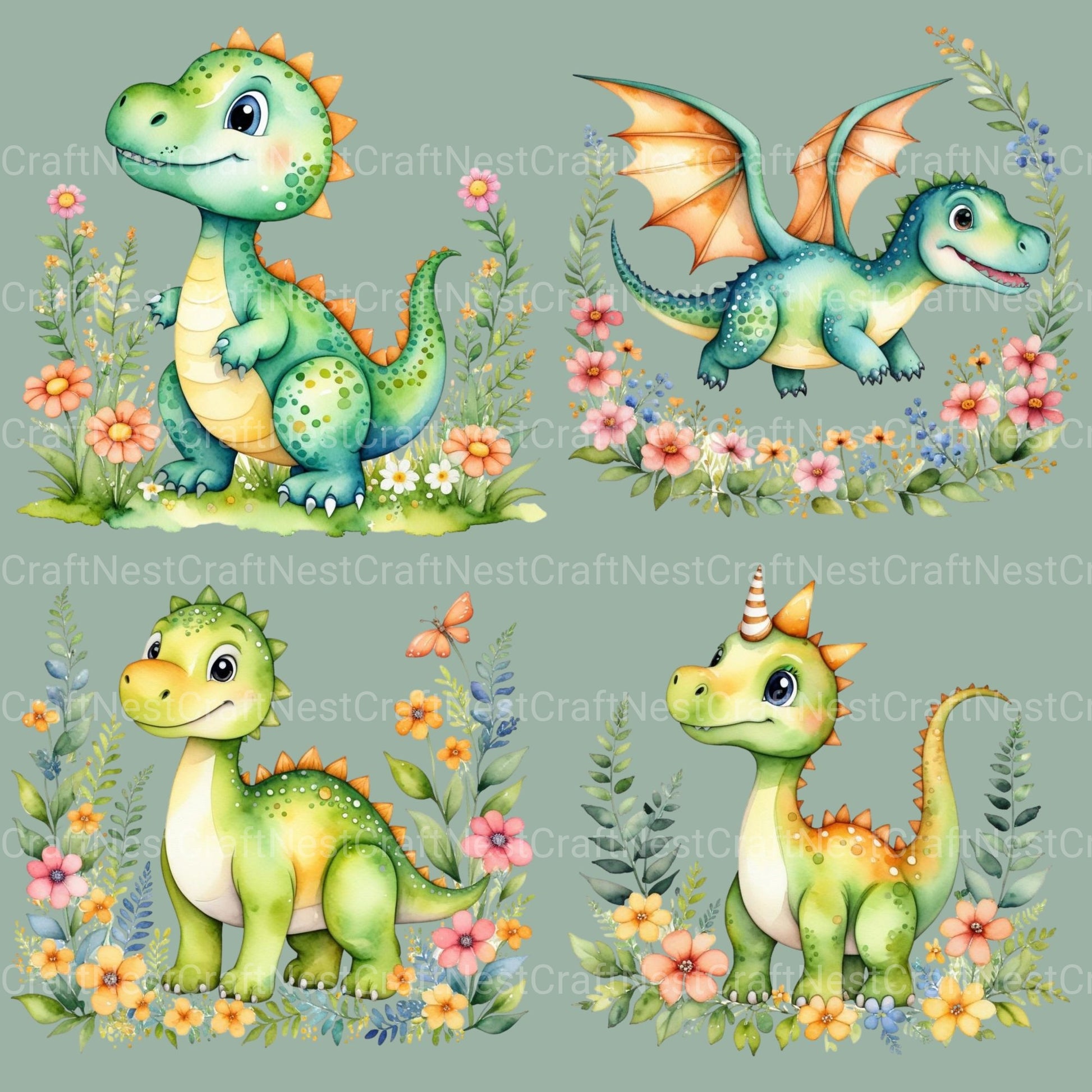 Dinosaurs Clipart Bundle 3 - CraftNest - Digital Crafting and Art