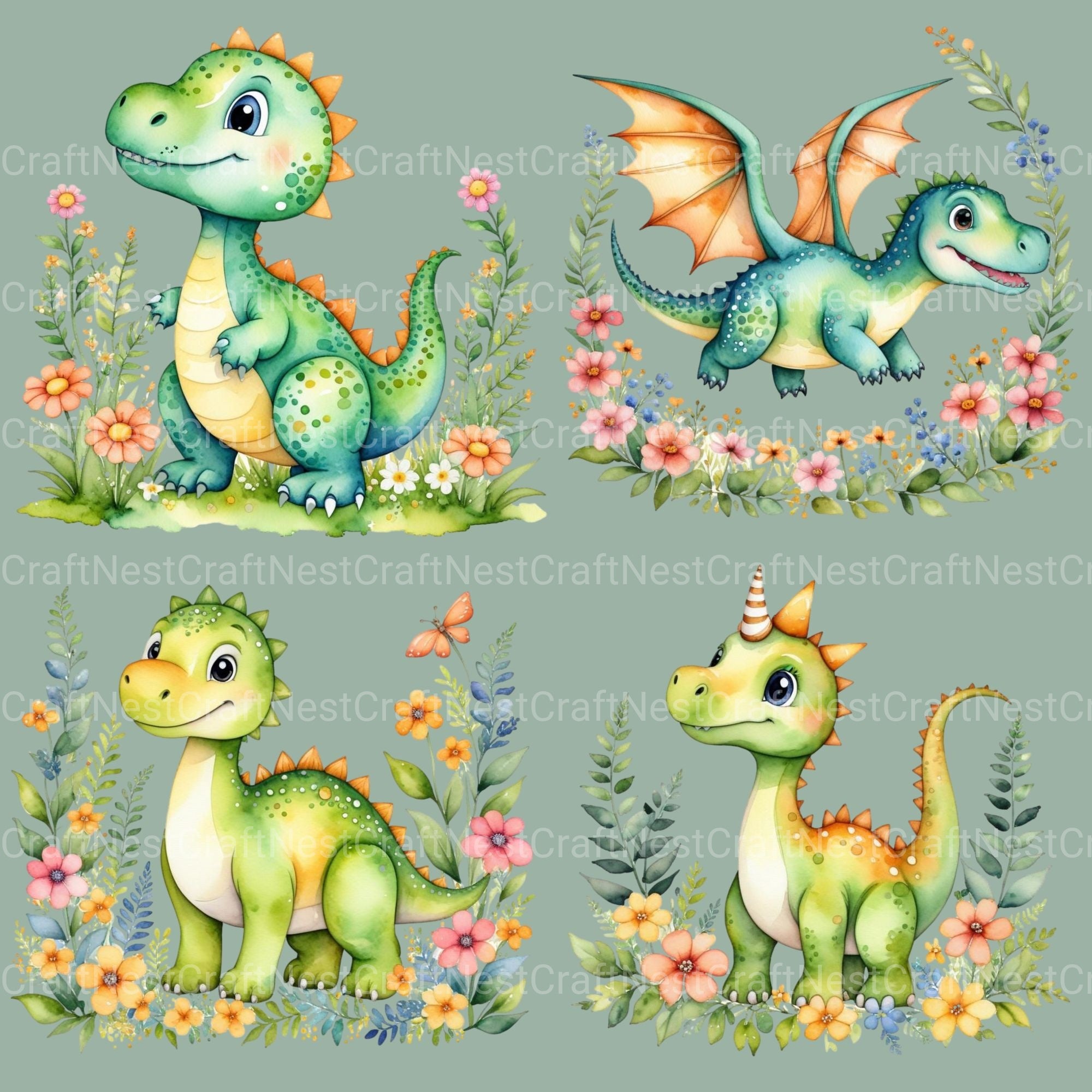 Dinosaurs Clipart Bundle 3 - CraftNest - Digital Crafting and Art
