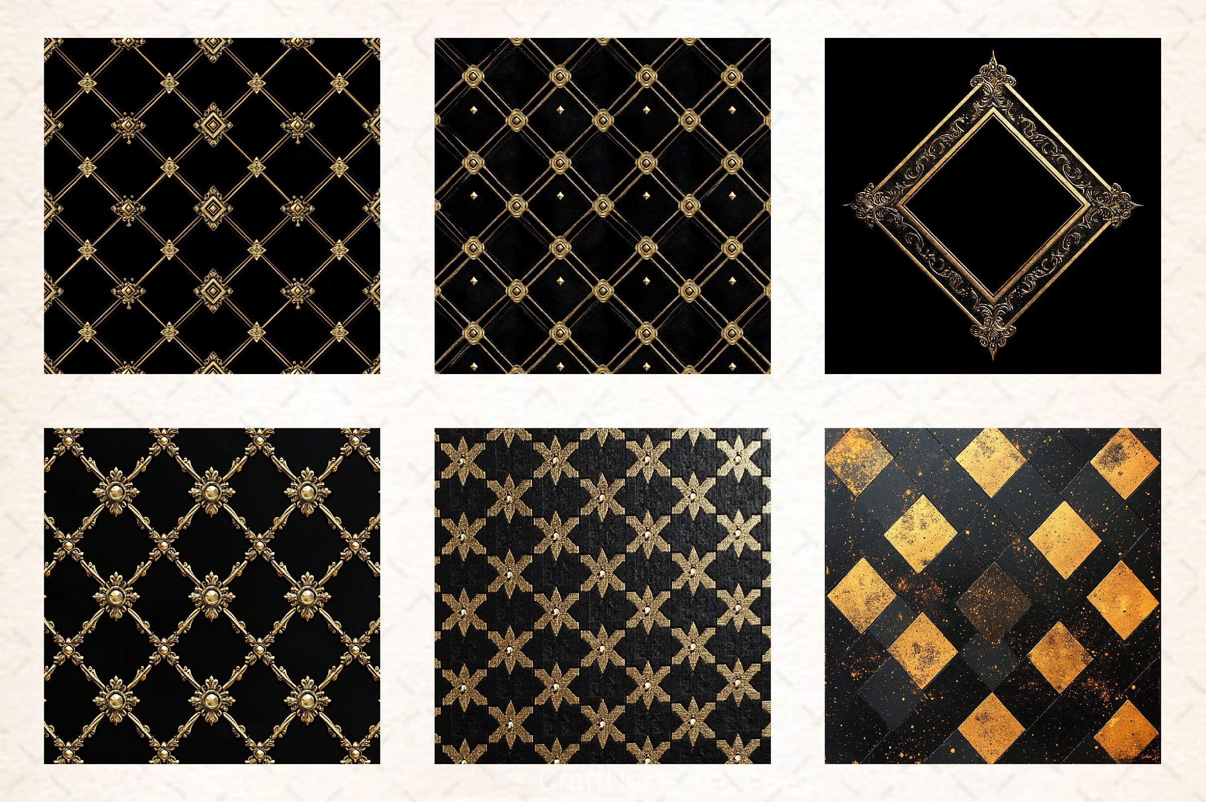 Black And Gold Diamond Digital Paper - CraftNest - Digital Crafting and Art