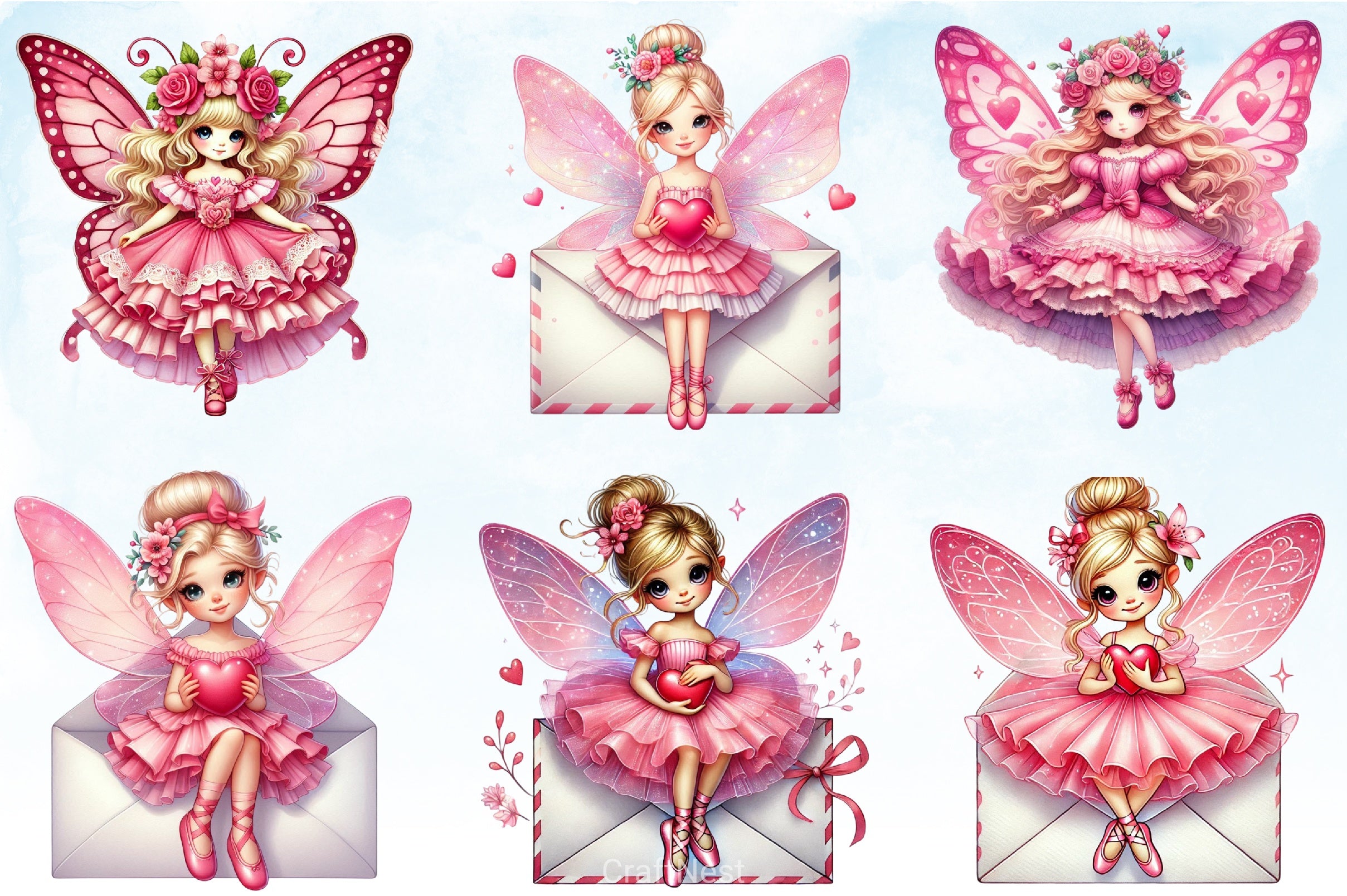 Valentine Fairy Clipart Bundle - CraftNest - Digital Crafting and Art