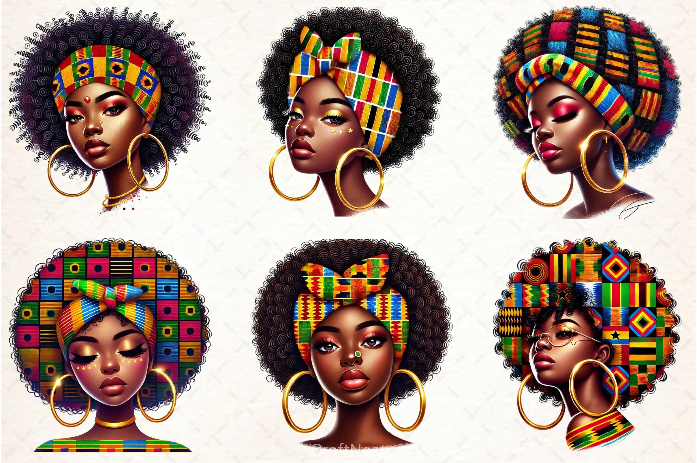 Afro Girl Clipart Bundle - CraftNest - Digital Crafting and Art