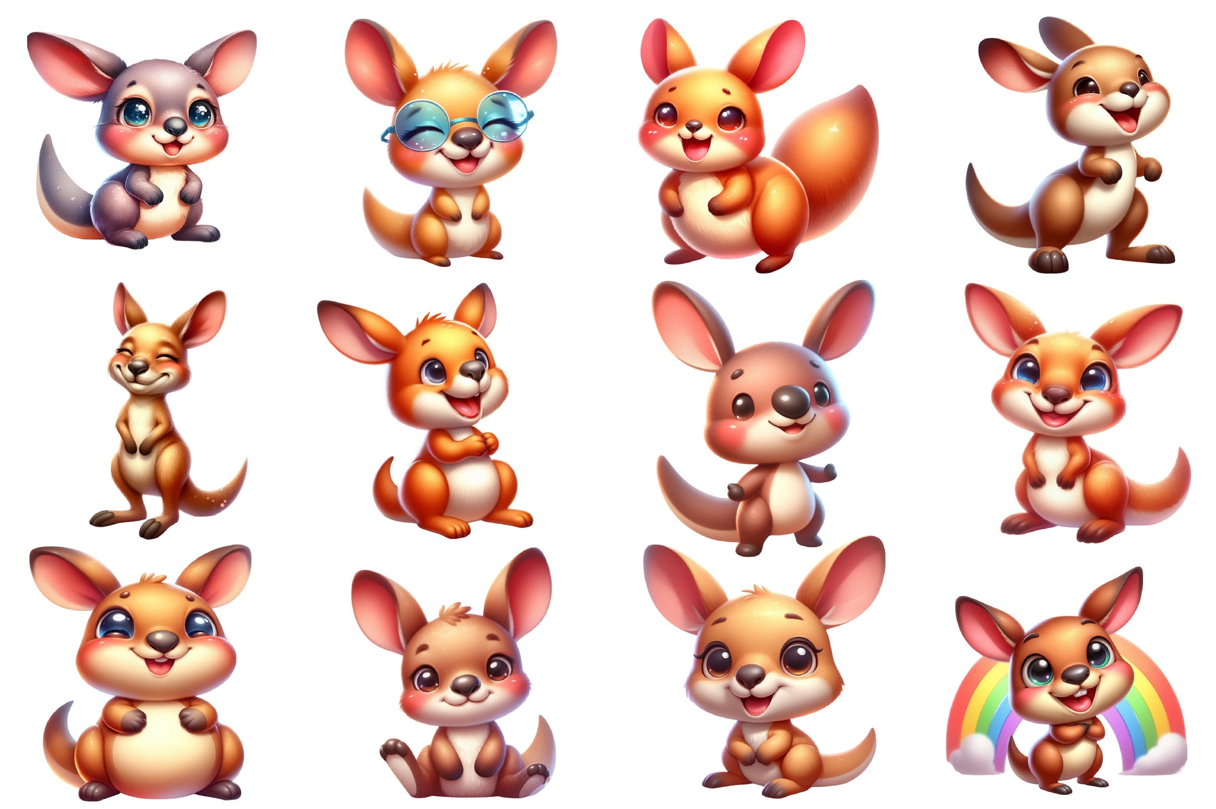 Cute Baby Kangaroo Clipart Bundle - CraftNest - Digital Crafting and Art