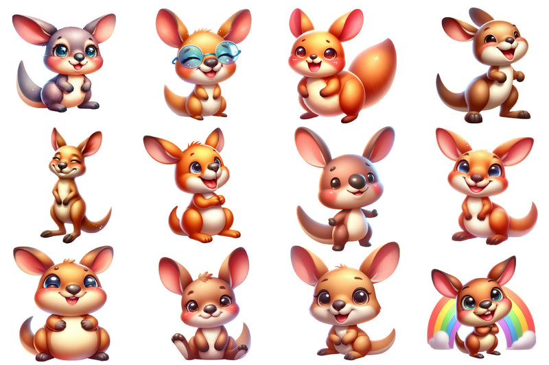 Cute Baby Kangaroo Clipart Bundle - CraftNest - Digital Crafting and Art