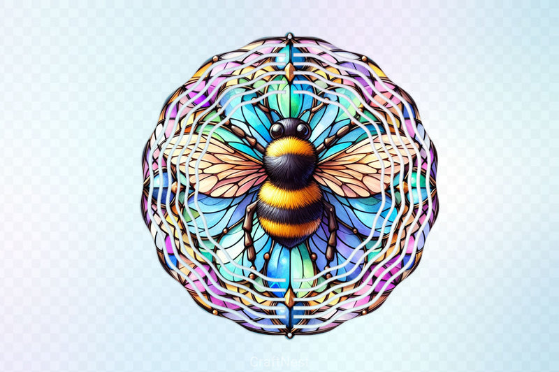 Stained Glass Bee Wind Spinner Clipart Bundle - CraftNest - Digital Crafting and Art