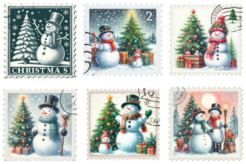 Christmas Snowman Stamp Clipart Bundle - CraftNest - Digital Crafting and Art