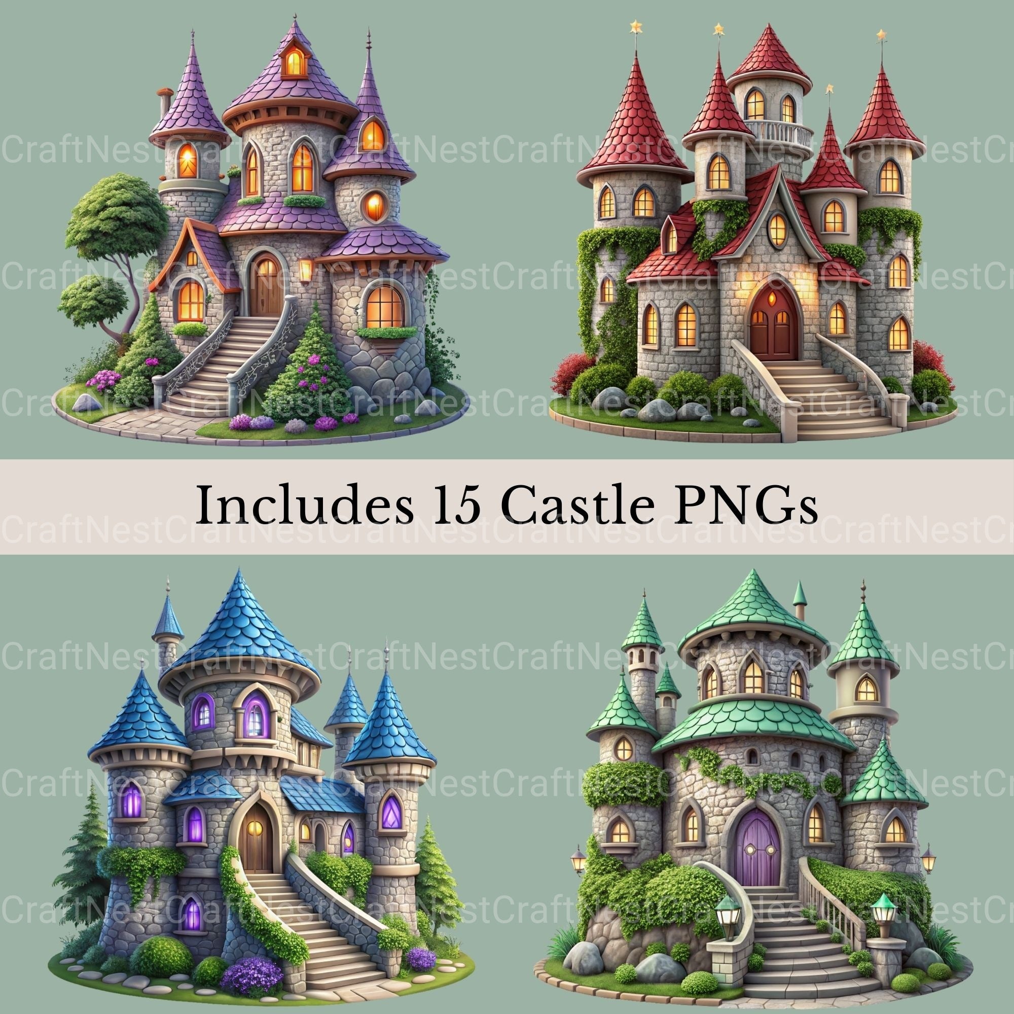 Castles Stone Clipart Bundle - CraftNest - Digital Crafting and Art