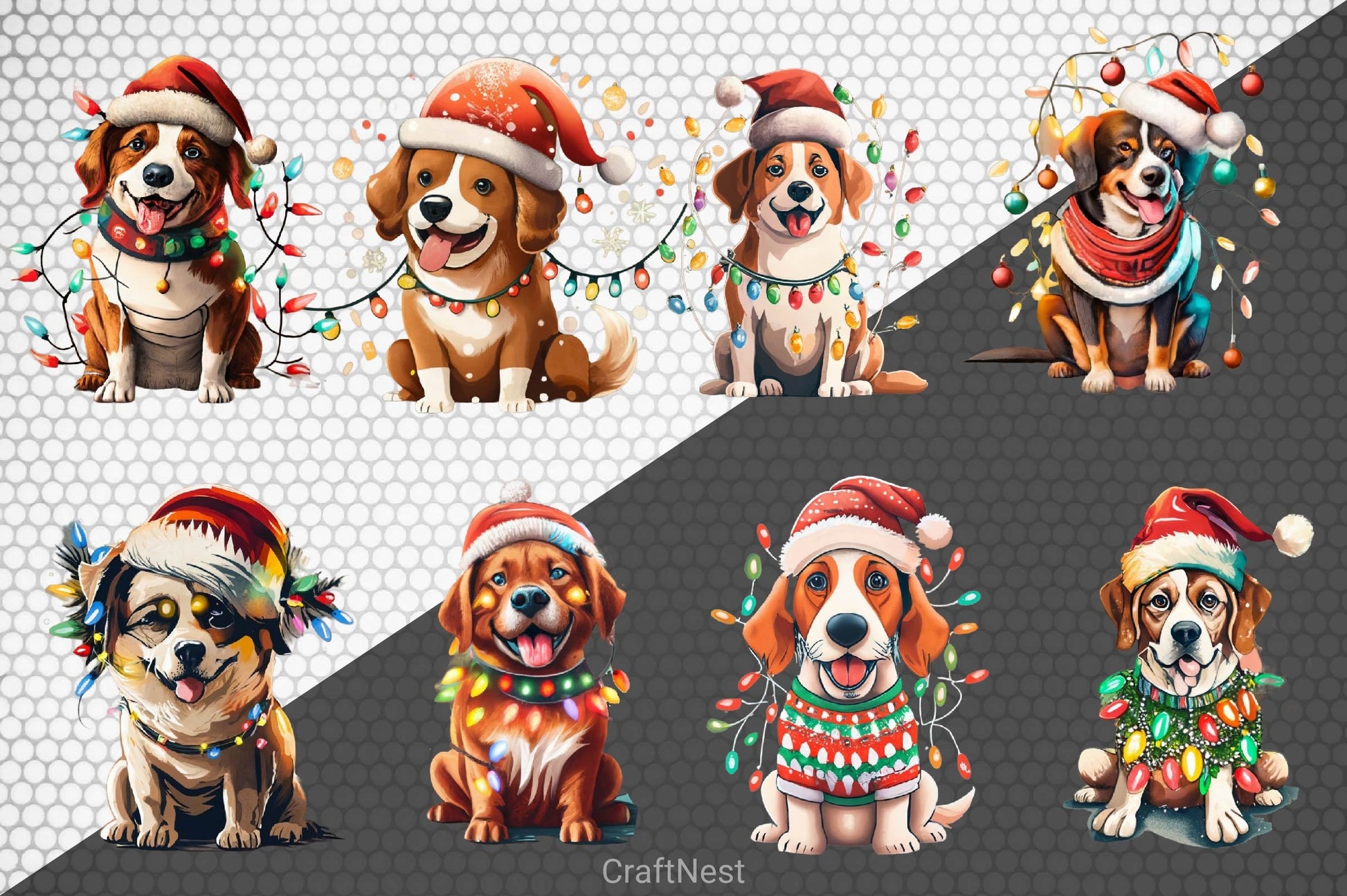 Christmas Lights Dog Clipart Bundle - CraftNest - Digital Crafting and Art