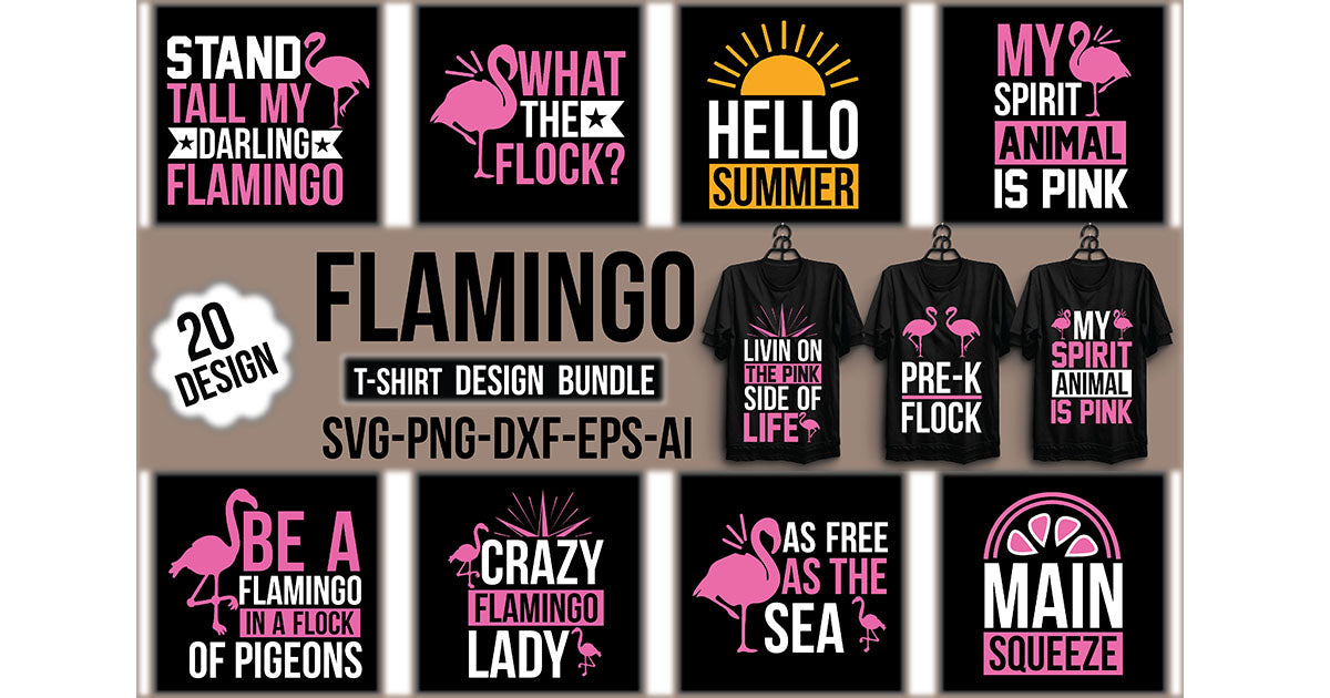 Flamingo T-Shirt Bundle - CraftNest - Digital Crafting and Art