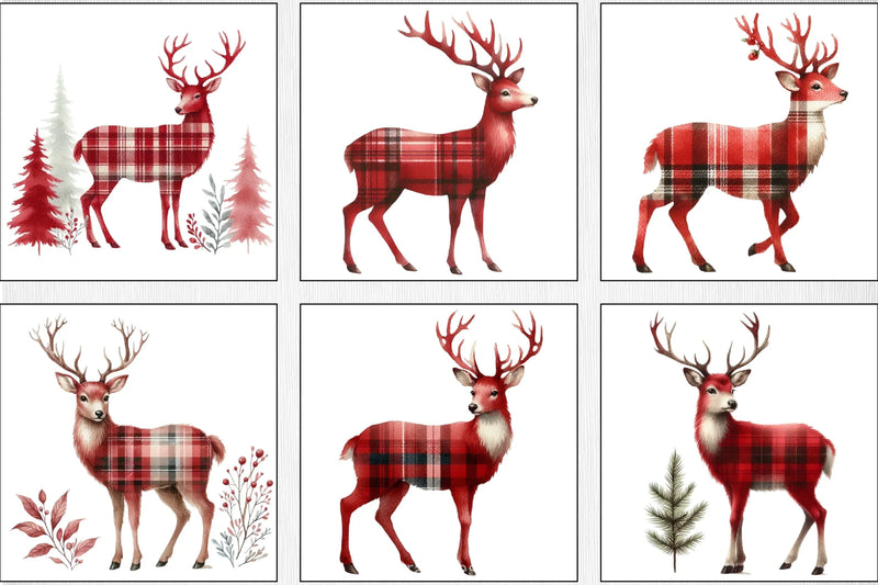 Deer Buffalo Plaid Clipart Bundle - CraftNest - Digital Crafting and Art