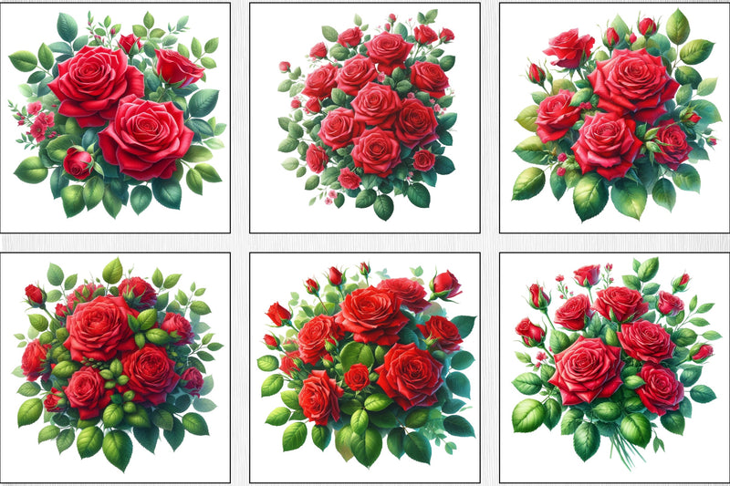Valentine Red Rose Clipart Bundle - CraftNest - Digital Crafting and Art