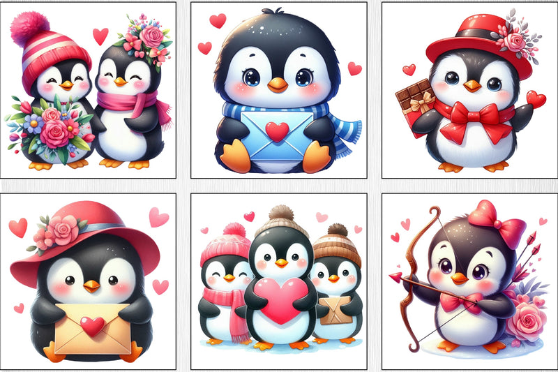 Valentine Penguin Clipart Bundle - CraftNest - Digital Crafting and Art