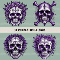 Skulls In Purple Clipart Bundle - CraftNest - Digital Crafting and Art