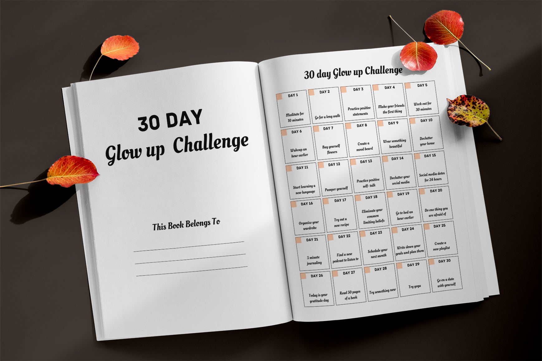 Day Glow Up Challenge Planner