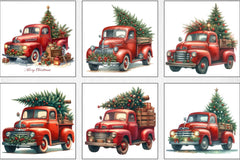 Christmas Red Truck Clipart Bundle - CraftNest - Digital Crafting and Art