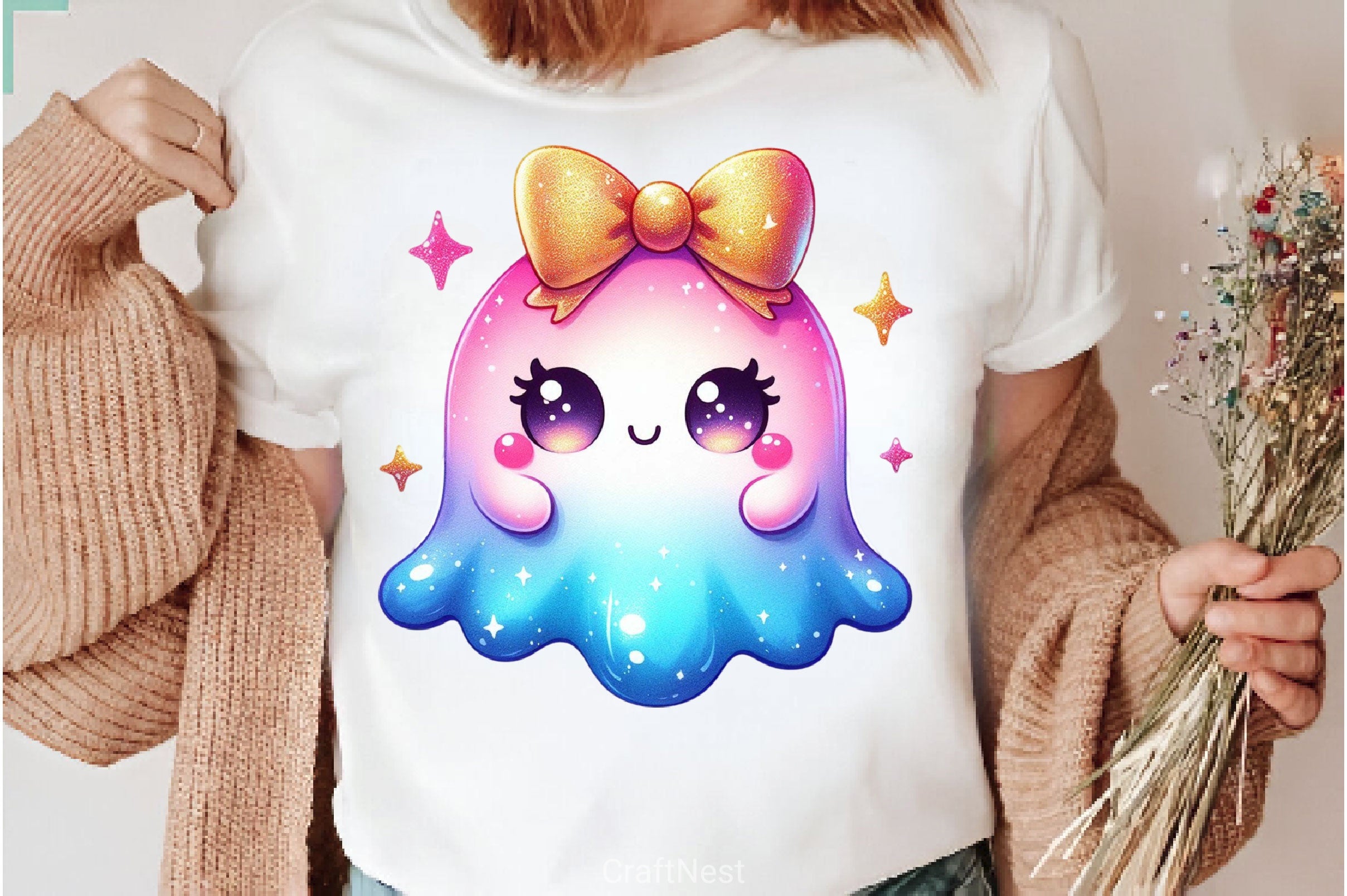 Coquette Cute Ghost With Bow Clipart Bundle - CraftNest - Digital Crafting and Art