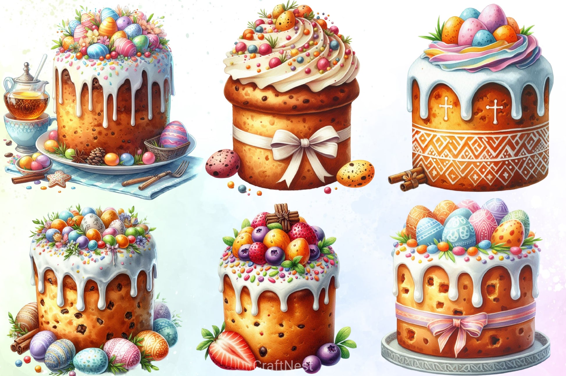 Easter Cakes Clipart Bundle - CraftNest - Digital Crafting and Art