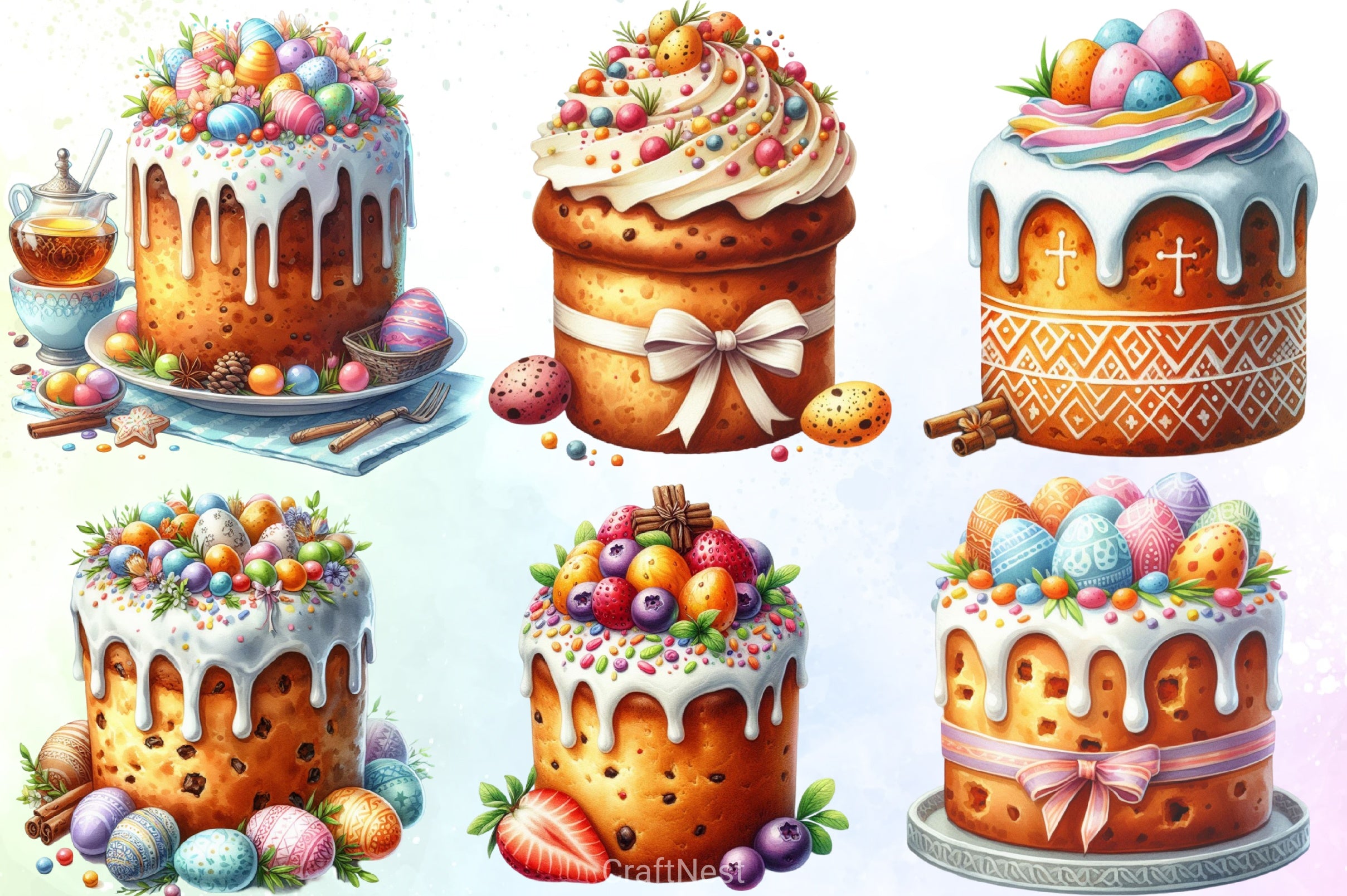 Easter Cakes Clipart Bundle - CraftNest - Digital Crafting and Art