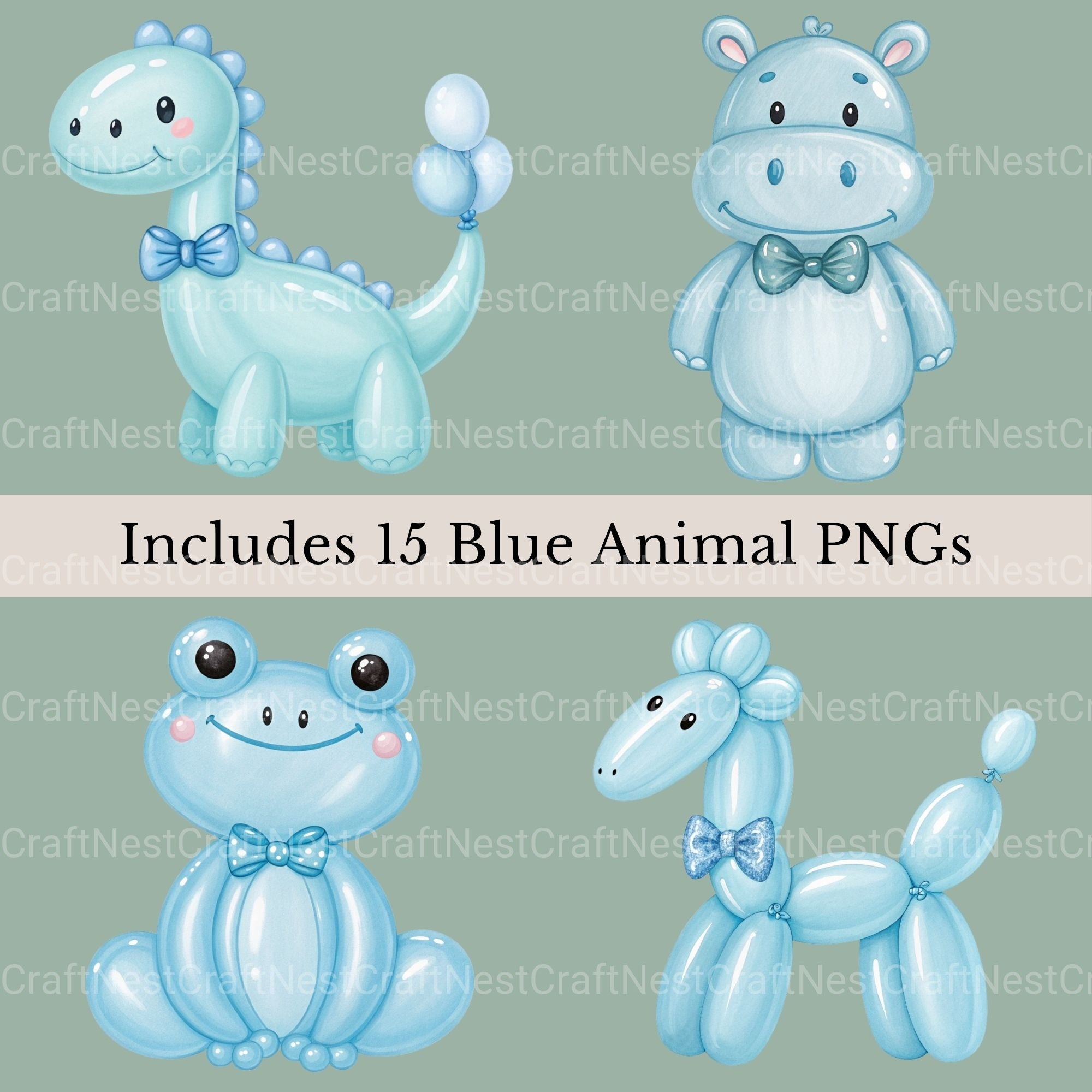 Balloon Animals Blue Clipart Bundle - CraftNest - Digital Crafting and Art