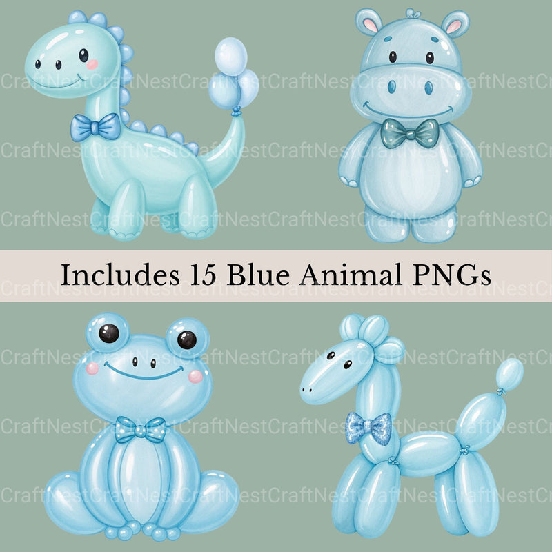Balloon Animals Blue Clipart Bundle - CraftNest - Digital Crafting and Art