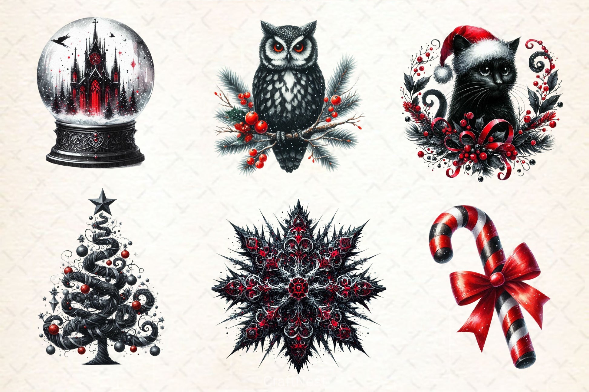 Gothic Christmas Clipart Bundle 2 - CraftNest - Digital Crafting and Art