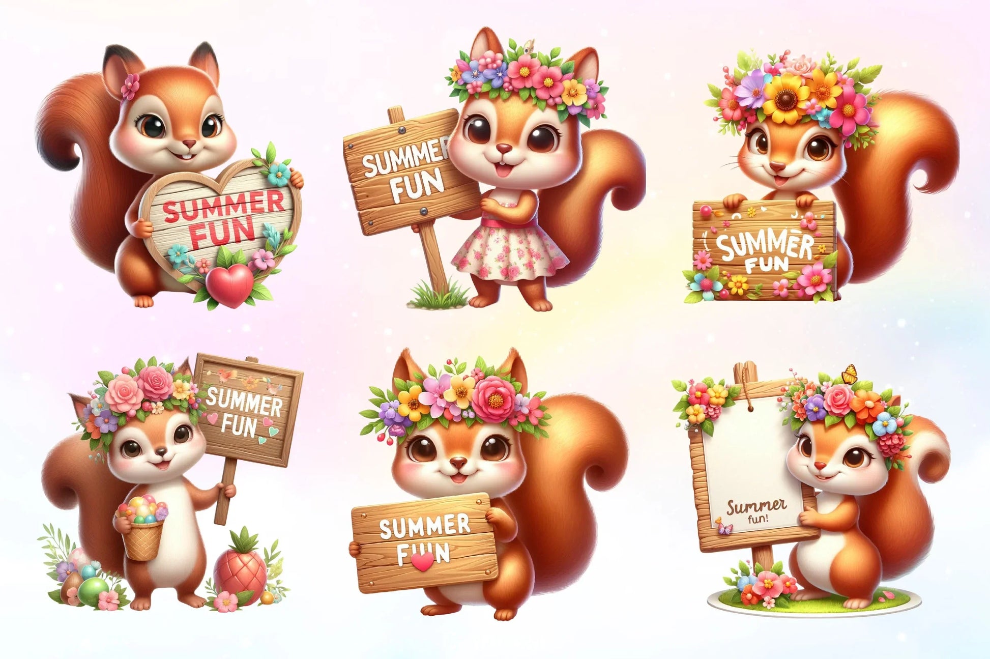 Summer Squirrel Clipart Bundle 2 - CraftNest - Digital Crafting and Art
