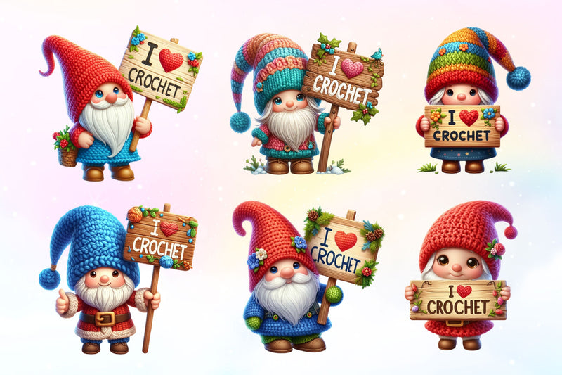 I Love Crochet Gnome Clipart Bundle 4 - CraftNest - Digital Crafting and Art