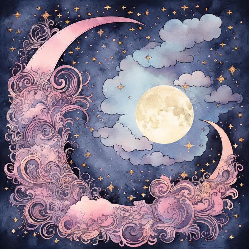 Moon Boho Seamless Digital Paper - CraftNest - Digital Crafting and Art