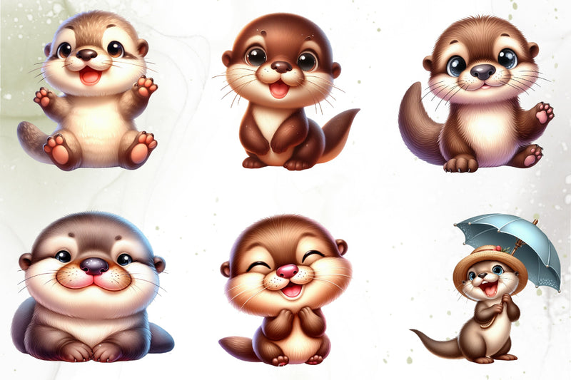 Cute Otter Clipart Bundle - CraftNest - Digital Crafting and Art