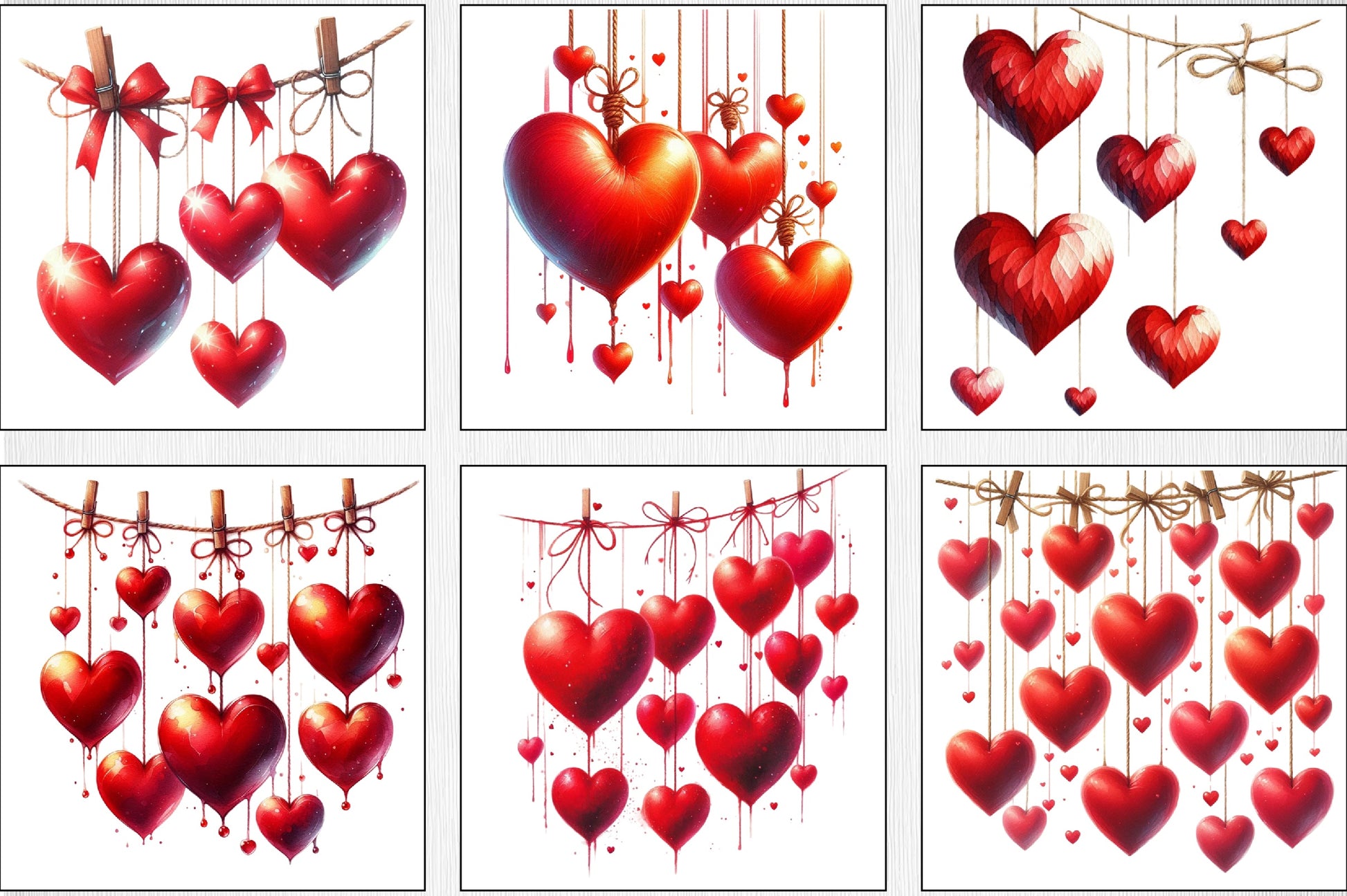 Valentine Red Hearts Clipart Bundle - CraftNest - Digital Crafting and Art