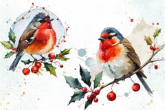 Christmas Floral Bird Clipart Bundle - CraftNest - Digital Crafting and Art