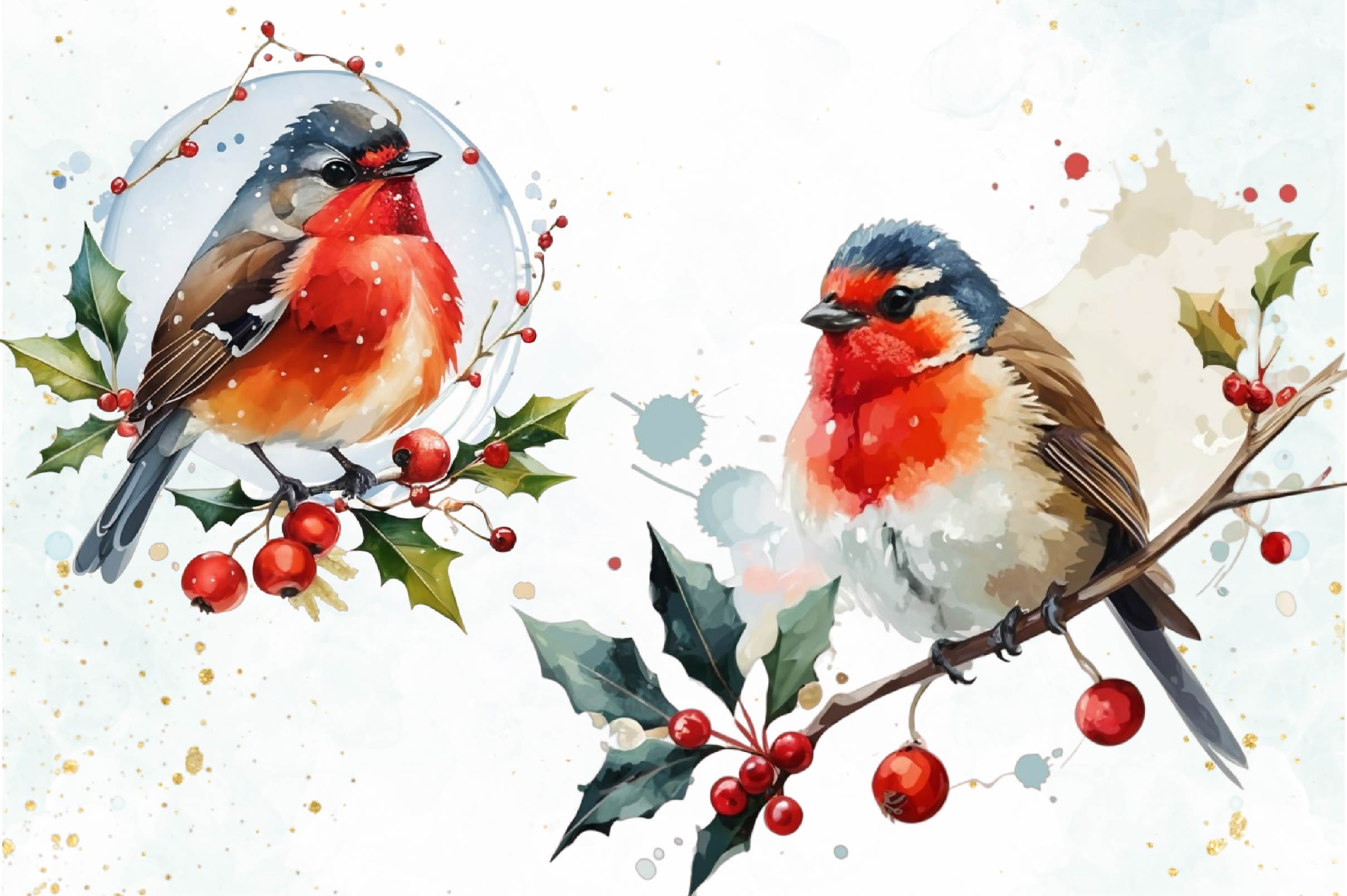 Christmas Floral Bird Clipart Bundle - CraftNest - Digital Crafting and Art