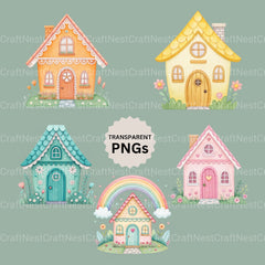 Whimsical Houses Clipart Bundle - CraftNest - Digital Crafting and Art