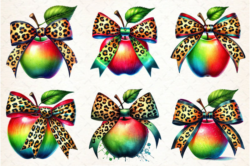 Leopard Apple Bow Clipart Bundle - CraftNest - Digital Crafting and Art