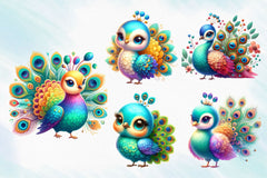 Cute Baby Peacock Clipart Bundle - CraftNest - Digital Crafting and Art