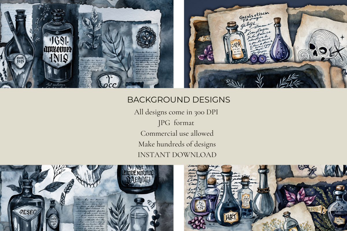 Gothic Apothecary Junk Journal Papers