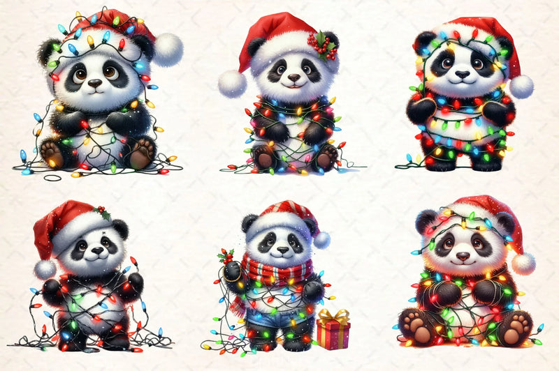 Cute Panda Christmas Clipart Bundle - CraftNest - Digital Crafting and Art
