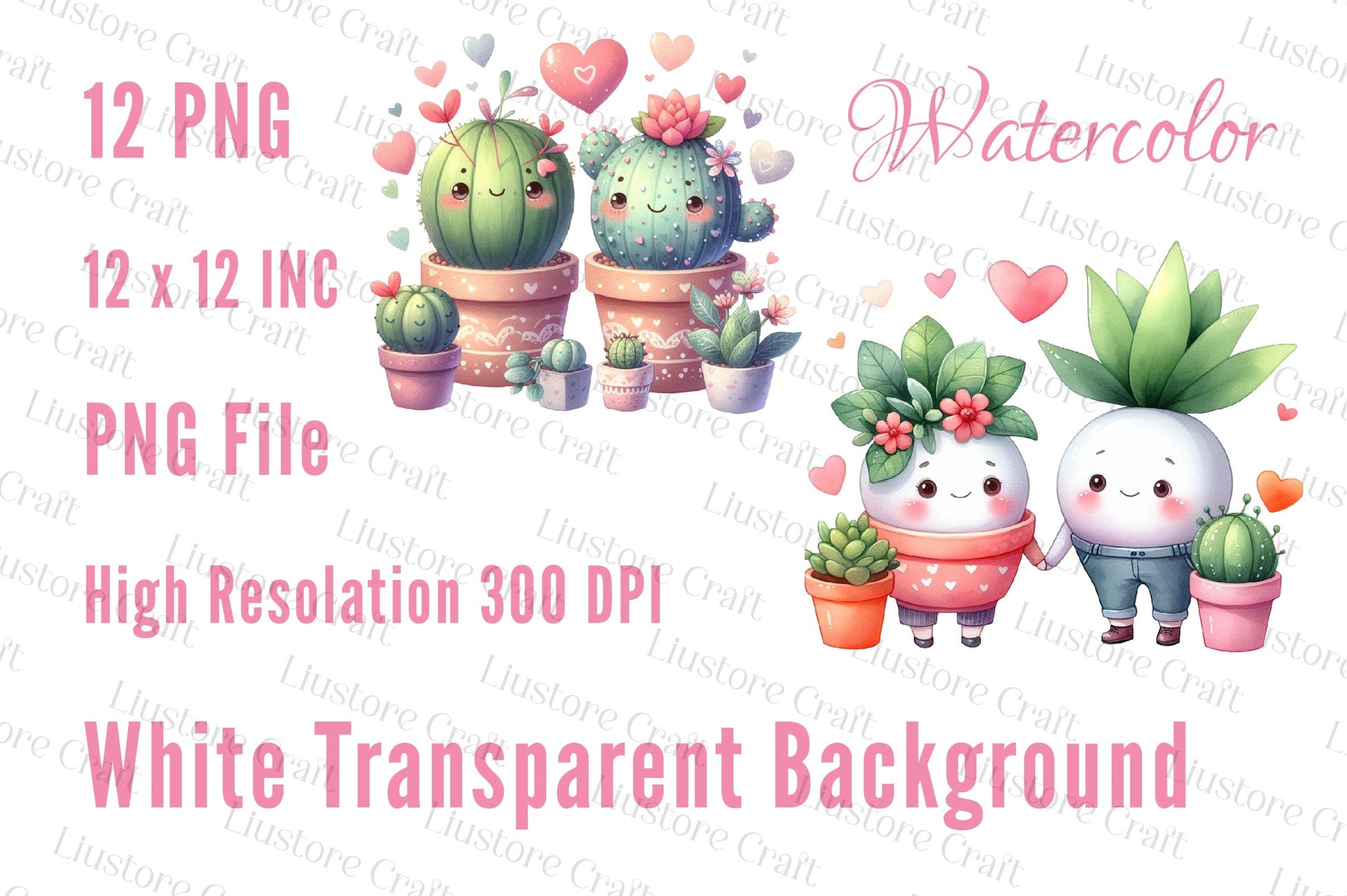 Cute Valentine Plant Couple Clipart Bundle - CraftNest - Digital Crafting and Art