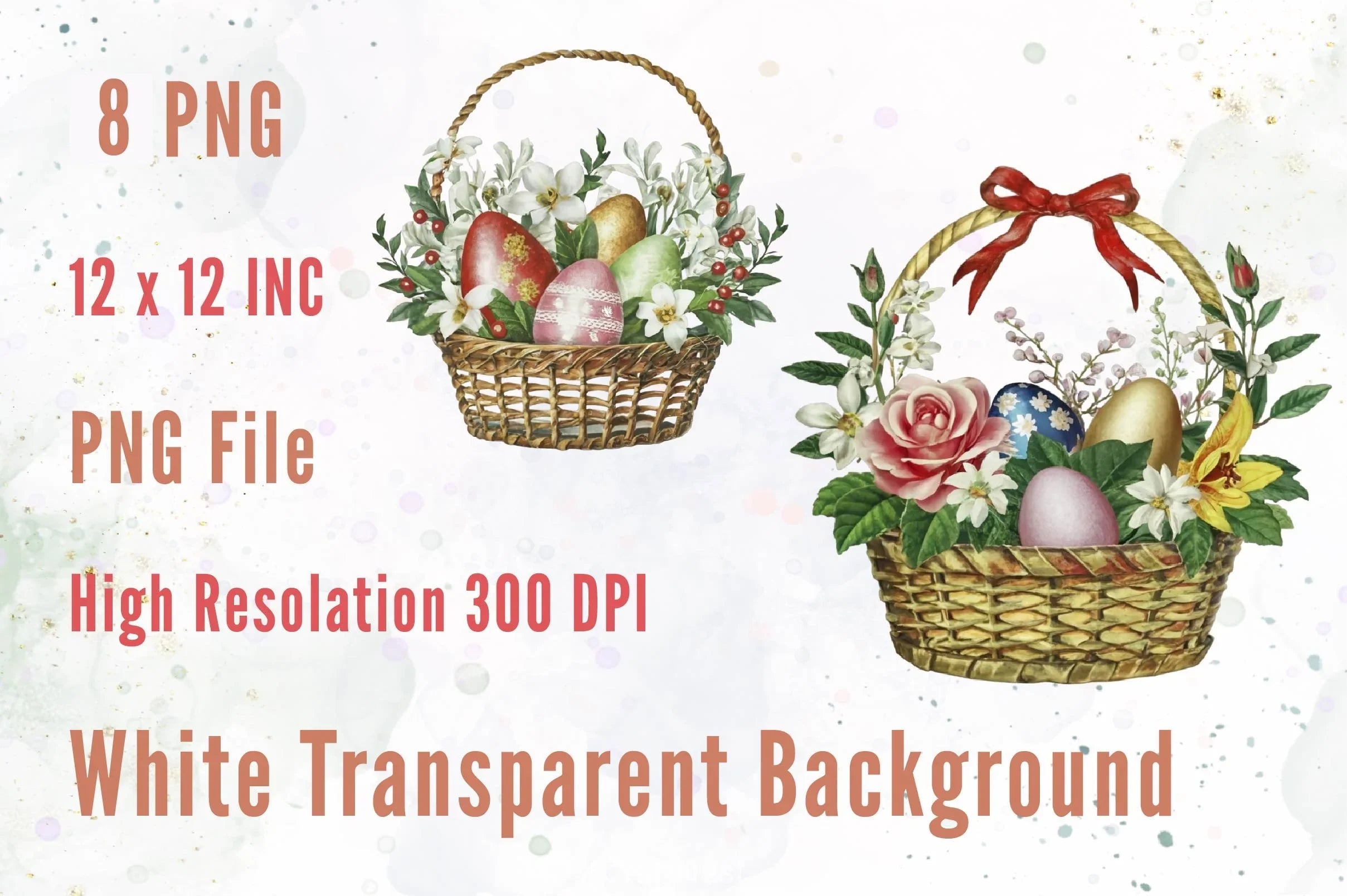 Floral Easter Baskets Clipart Bundle 2 - CraftNest - Digital Crafting and Art