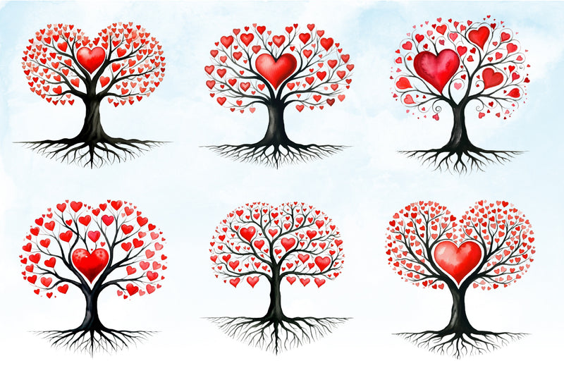 Valentine Heart Tree Clipart Bundle - CraftNest - Digital Crafting and Art