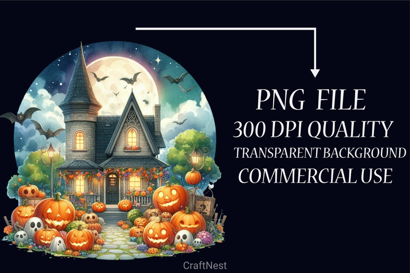 Halloween Pumpkin House Clipart Bundle - CraftNest - Digital Crafting and Art