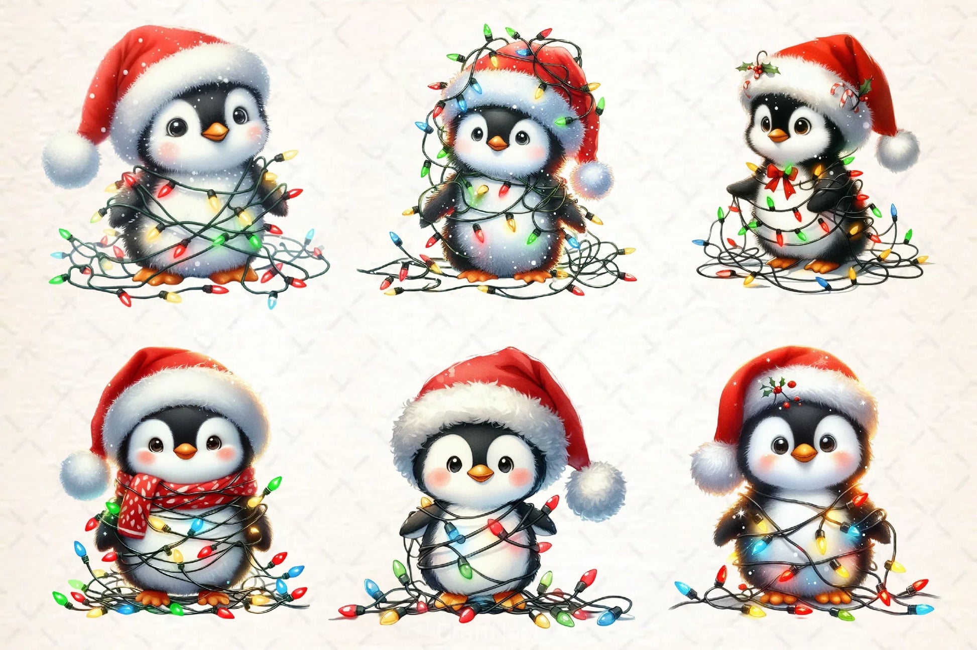 Cute Christmas Penguin With Light Clipart Bundle - CraftNest - Digital Crafting and Art